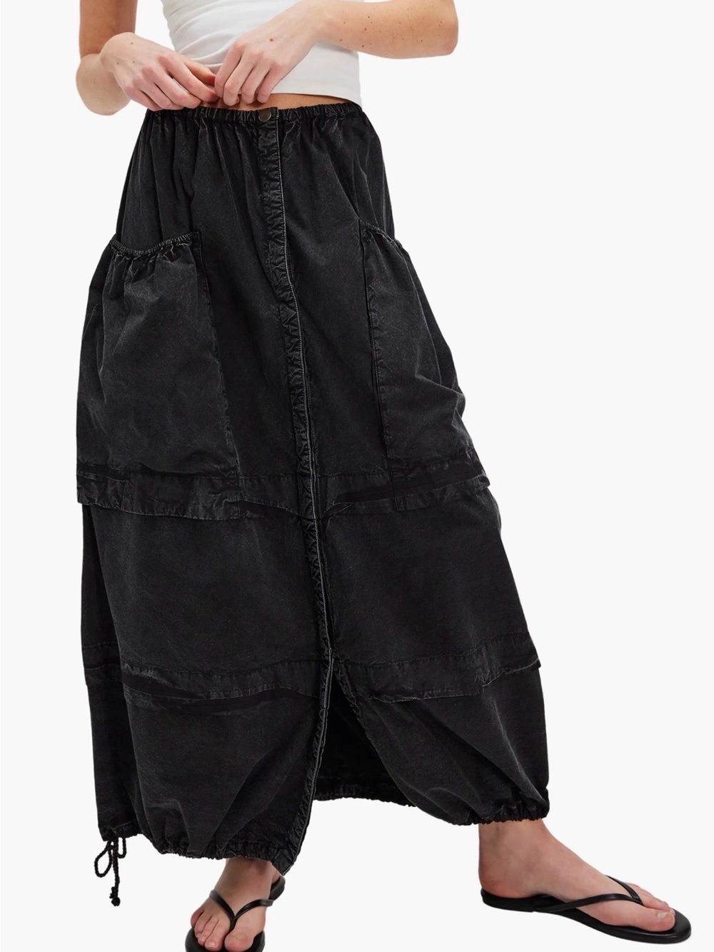 Free People Eloise maxi skirt-100% Cotton-Washed Black-S-New-Streetwear